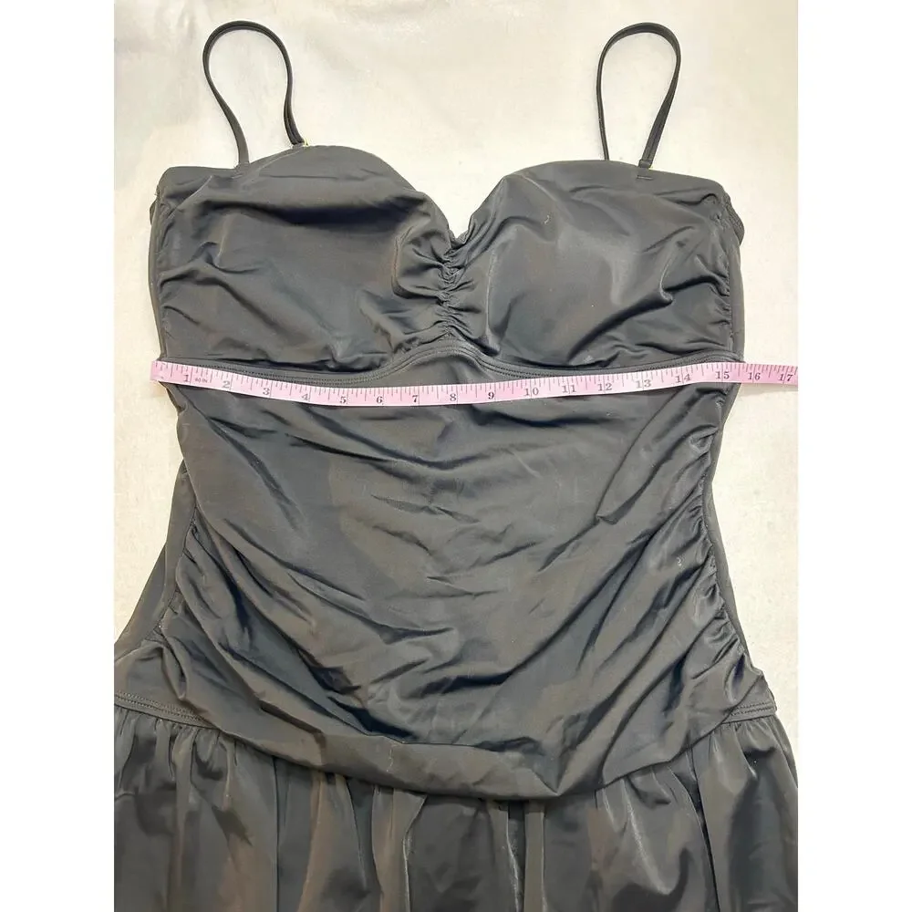 Tropical Escape Palm Party Swimsuit Size 16 Nylon One Piece Black NWT